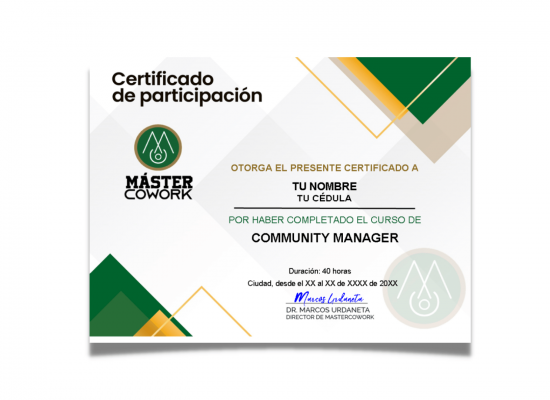 Certificado Curso Community Manager en Maracaibo